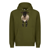 Army Green suffolk ewe front Premium Hoodie - BarkalooDesign
