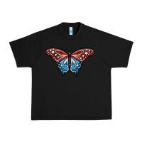 Black Patriotic American Butterfly Urban Heavy Tee - LillyAllenDesigns