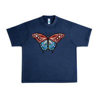 Navy Patriotic American Butterfly Urban Heavy Tee - LillyAllenDesigns