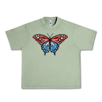 Oil Green Patriotic American Butterfly Urban Heavy Tee - LillyAllenDesigns