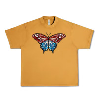 Peanut Butter Patriotic American Butterfly Urban Heavy Tee - LillyAllenDesigns