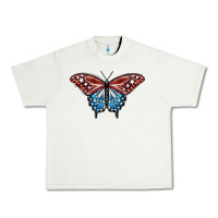 Pistachio Patriotic American Butterfly Urban Heavy Tee - LillyAllenDesigns