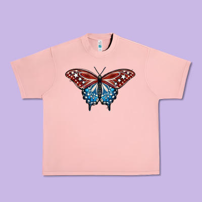 Patriotic American Butterfly Urban Heavy Tee Designed By Lillyallendesigns