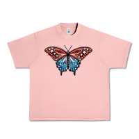 Salmon Patriotic American Butterfly Urban Heavy Tee - LillyAllenDesigns