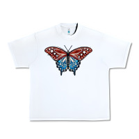 White Patriotic American Butterfly Urban Heavy Tee - LillyAllenDesigns