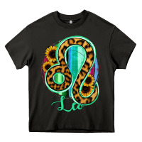 Asphalt Leo Zodiac Sign Sunflower Leopard Serape Heavy Core Tee - RanaPortraitStore