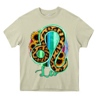 Mossy Leo Zodiac Sign Sunflower Leopard Serape Heavy Core Tee - RanaPortraitStore