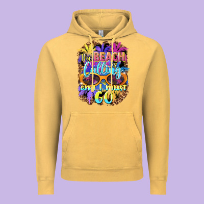 The Beach Is Calling And I Must Go Vintage Hoodie Designed By Barkaloodesign