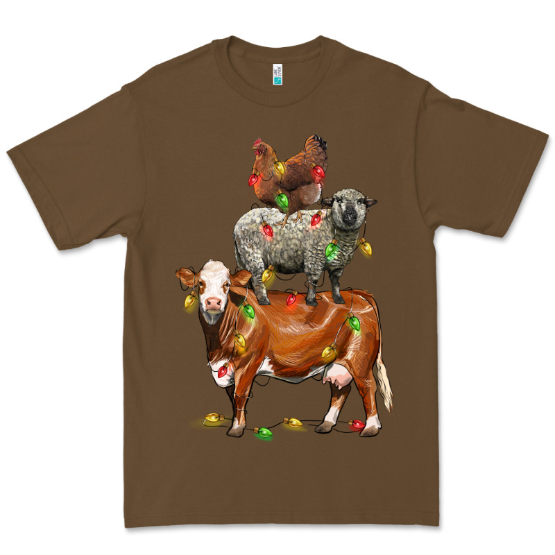 Christmas Cow Sheep And Chicken Premium Tee by LillyAllenDesigns | Teevron