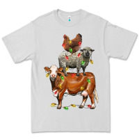 Dove Grey Christmas cow sheep and chicken Premium Tee - LillyAllenDesigns