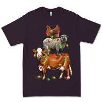 Plum Christmas cow sheep and chicken Premium Tee - LillyAllenDesigns