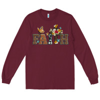 Burgundy faith cross and butterfly with sunflower leopard and roses Long Sleeve Tee - Artiststas