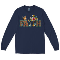 Navy faith cross and butterfly with sunflower leopard and roses Long Sleeve Tee - Artiststas