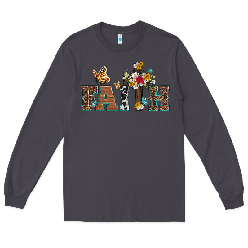 Faith Cross And Butterfly With Sunflower Leopard And Roses Long Sleeve Tee by Artiststas | Teevron
