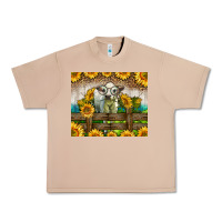 Burro Western Charolais Heifer With Sunflowers Urban Heavy Tee - LillyAllenDesigns