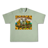 Oil Green Western Charolais Heifer With Sunflowers Urban Heavy Tee - LillyAllenDesigns