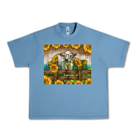 Pebble Blue Western Charolais Heifer With Sunflowers Urban Heavy Tee - LillyAllenDesigns