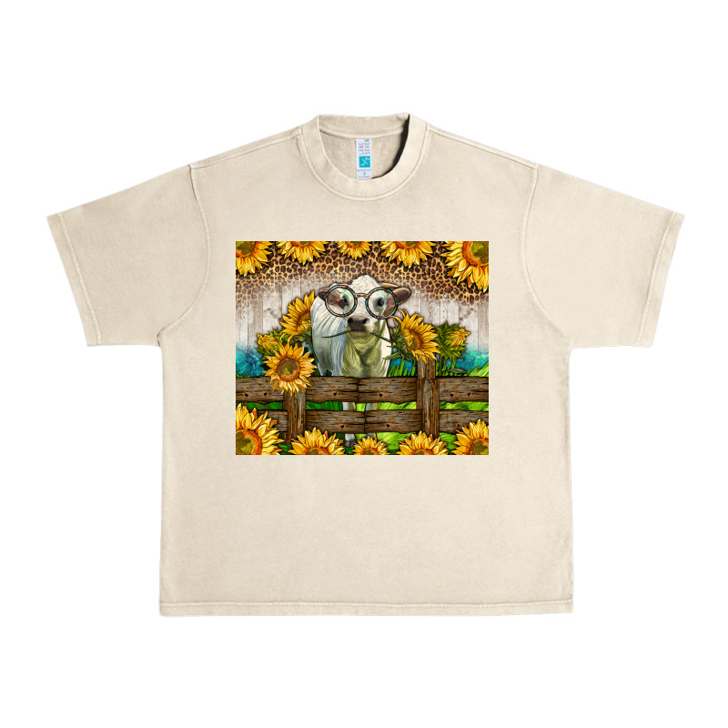Western Charolais Heifer With Sunflowers Urban Heavy Tee by LillyAllenDesigns | Teevron