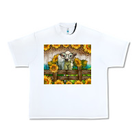 White Western Charolais Heifer With Sunflowers Urban Heavy Tee - LillyAllenDesigns