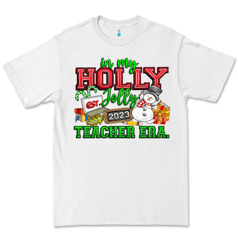 In My Holly Jolly Teacher Era Premium Tee by CowhideDigitalArt | Teevron