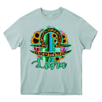 Arona Libra Zodiac Sign Sunflower Leopard Serape Heavy Core Tee - RanaPortraitStore