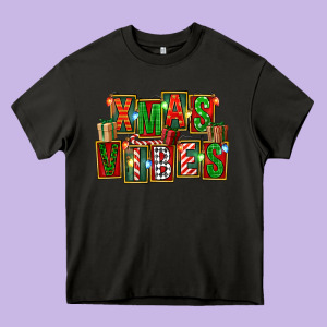 Christmas Xmas Vibes Heavy Core Tee Designed By Fadigitalartstudio