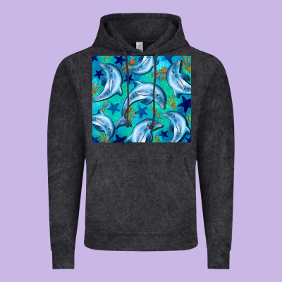 Dolphin Tumbler Vintage Hoodie Designed By Barkaloodesign