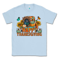 Dusty Blue happy thanksgiving with truck bbs Classic Tee - BundleAndBundleShop