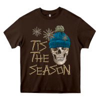Chocolate Brown skull tis the season winter Heavy Core Tee - FaDigitalArtStudio
