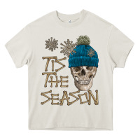 Cream skull tis the season winter Heavy Core Tee - FaDigitalArtStudio