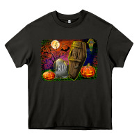 Asphalt headstone and coffin background Heavy Core Tee - BundleAndBundleShop
