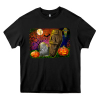 Black headstone and coffin background Heavy Core Tee - BundleAndBundleShop