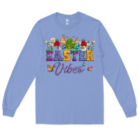 Colony Blue easter vibes and butterfly with bunny and flowers Long Sleeve Tee - Artiststas