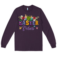 Plum easter vibes and butterfly with bunny and flowers Long Sleeve Tee - Artiststas