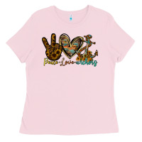 Bubblegum Pink peace love anchors Ladies Tee - RacoonDesign