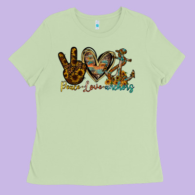 Peace Love Anchors Ladies Tee Designed By Racoondesign