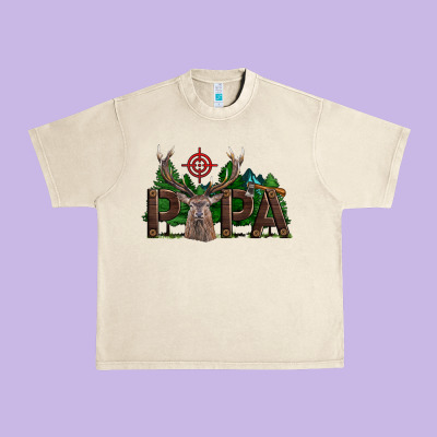 Western Papa Deer Hunting Urban Heavy Tee Designed By Lillyallendesigns