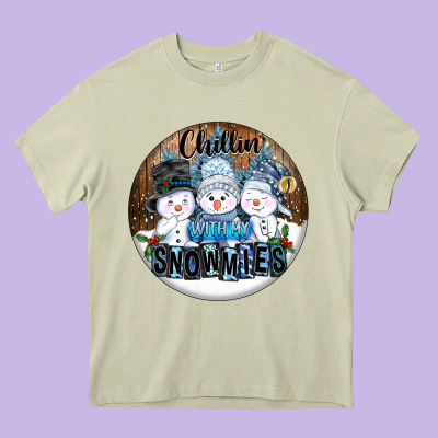 Chillin With My Snowmies Heavy Core Tee Designed By Fadigitalartstudio