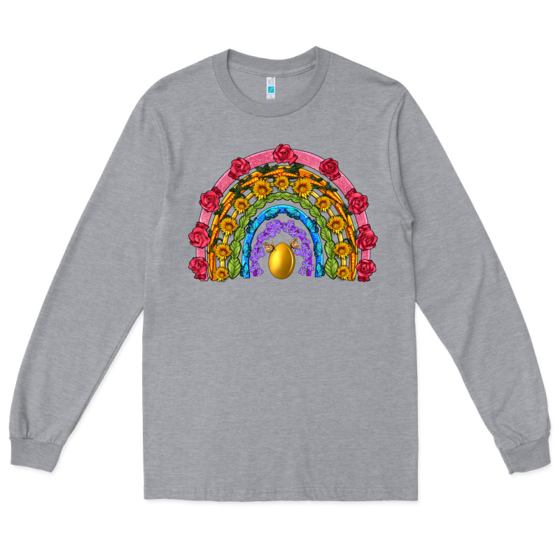 Easter And Spring With Flowers Carrots Butterfly And Sunflower Rainbow Long Sleeve Tee by Artiststas | Teevron