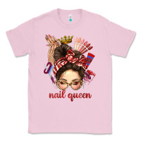 Bubblegum Pink nail queen messy bun with crown bbs Classic Tee - BundleAndBundleShop