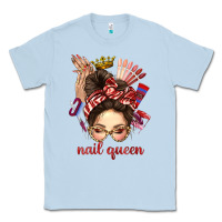 Dusty Blue nail queen messy bun with crown bbs Classic Tee - BundleAndBundleShop
