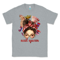 Heather Grey nail queen messy bun with crown bbs Classic Tee - BundleAndBundleShop