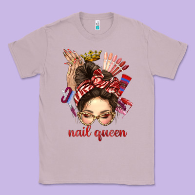 Nail Queen Messy Bun With Crown Bbs Classic Tee Designed By Bundleandbundleshop