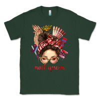 Sports Green nail queen messy bun with crown bbs Classic Tee - BundleAndBundleShop