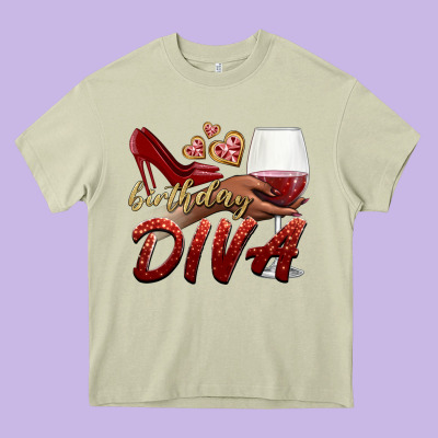 Birthday Diva Heavy Core Tee Designed By Bundleandbundleshop