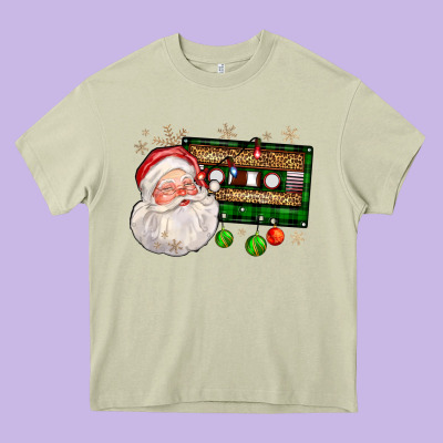 Santa Cassette Heavy Core Tee Designed By Fadigitalartstudio