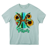 Arona Pisces Zodiac Sign Sunflower Leopard Serape Heavy Core Tee - RanaPortraitStore