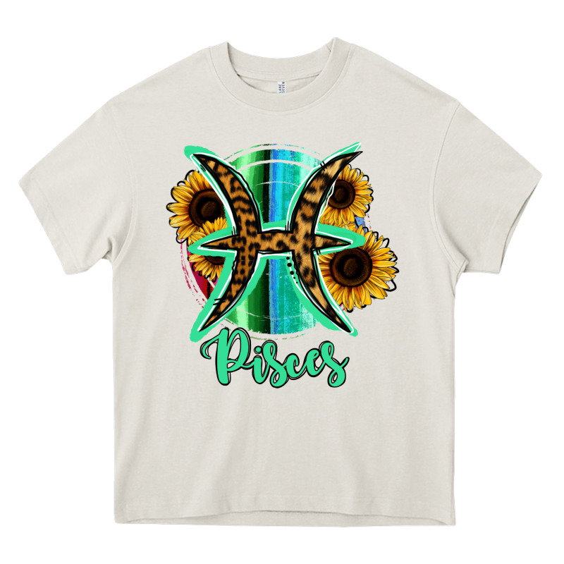 Pisces Zodiac Sign Sunflower Leopard Serape Heavy Core Tee by RanaPortraitStore | Teevron
