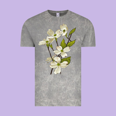 American Dogwood Flower Illustrations Vintage Tee Designed By Lillyallendesigns