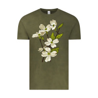 Vintage Olive American Dogwood Flower Illustrations Vintage Tee - LillyAllenDesigns